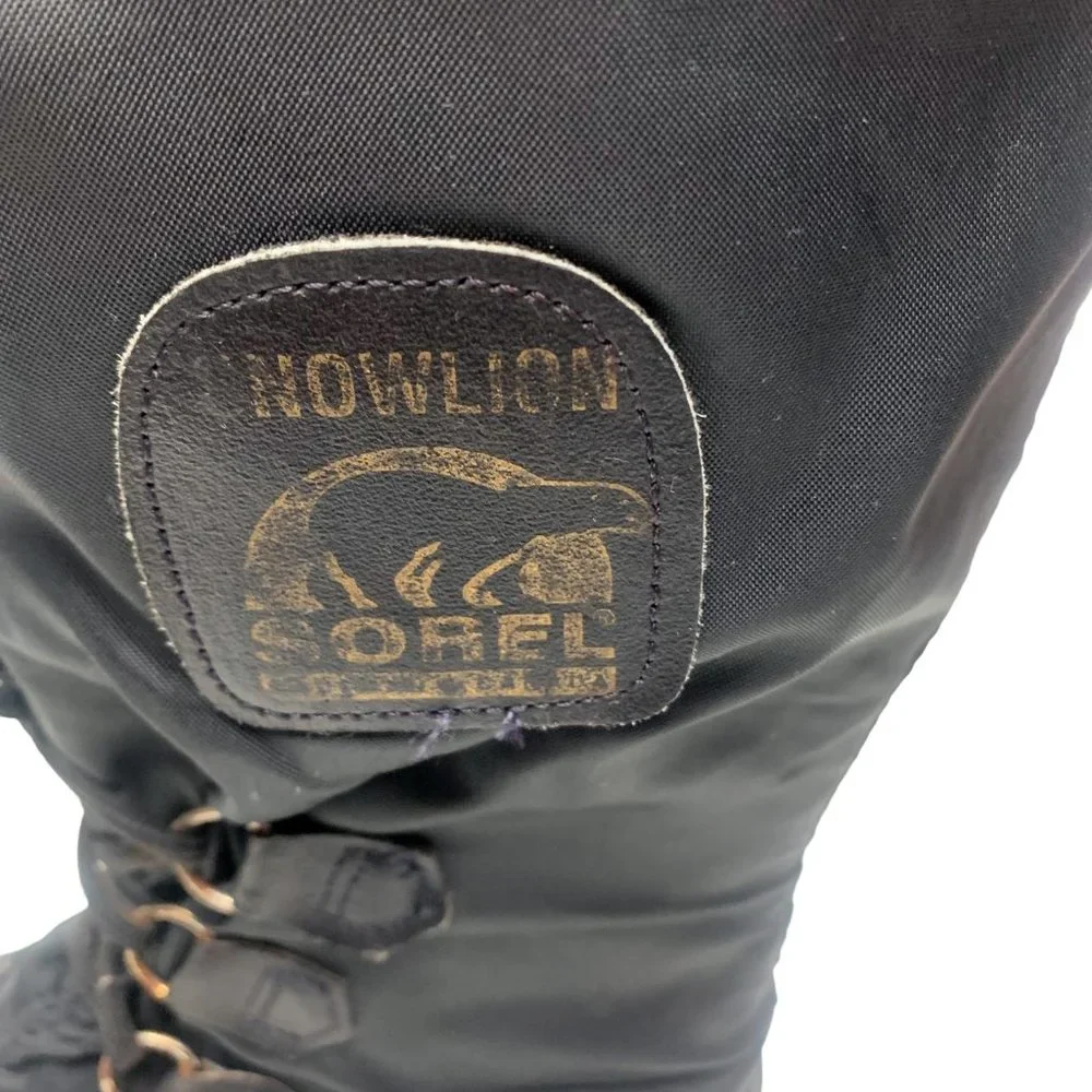Vintage SOREL Snowlion‎ Black Insulated Waterproof Snow Boots
